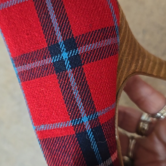 Sole Society Angelica Navy/Red Flannel Fabric Heels - Picture 6 of 10
